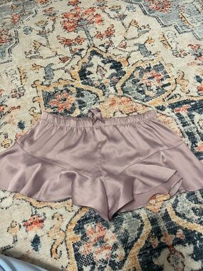 Victoria's Secret Satin Ruffle Lounge Shorts in Mauve